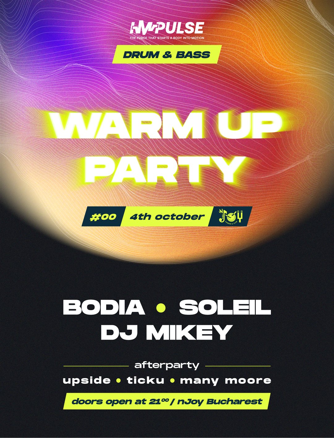 Poster for Impulse #00 – Warm Up Party — Bodia, Soleil, DJ Mikey